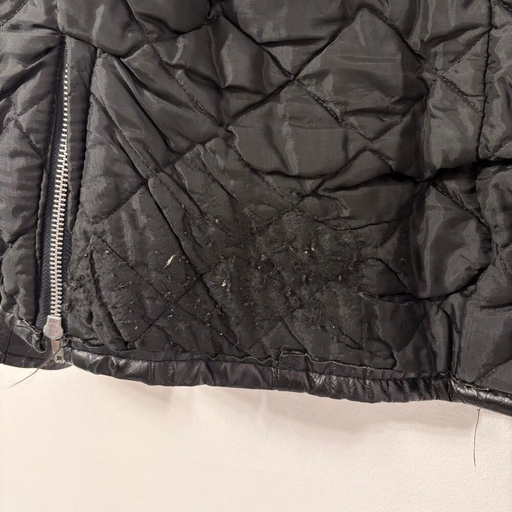 Vintage 70s Black Leather Motorcycle Jacket Sz 15 - Picture 12 of 12